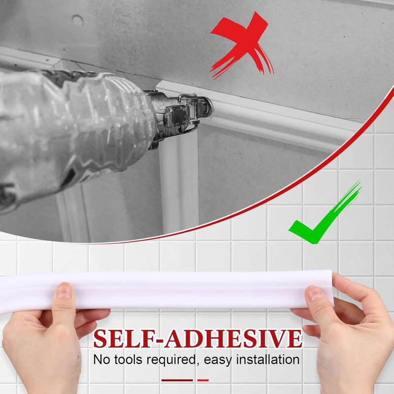 Innconee 32.8ft x 1.25 Inch Flexible Peel and Stick Molding Trim for Wall, Baseboard, Backsplash, Tile Edge, Chair Rail, Mirror-self Adhesive Moulding Trim for Bathroom Wall Door Floor Window, White - Image 4
